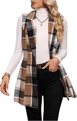 GORGLITTER Women’s Backless Halter Top – Button Front Asymmetrical Hem Crop Blazer Vest - View #3