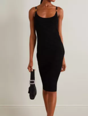 Embellished Jacquard-Knit Mini Dress