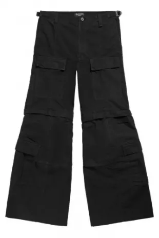 Black Zip Off Flared Cargo Pants