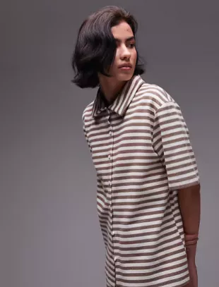 Stripe Oversized Shirt In Neutral