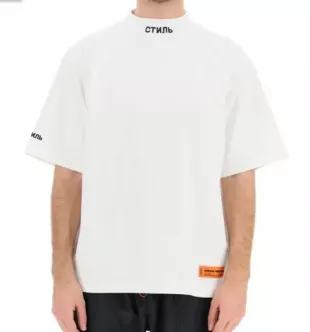 White CTNMB Collar Logo T Shirt