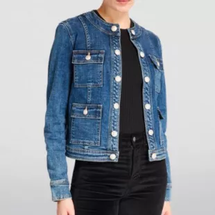 Collarless Denim Jacket