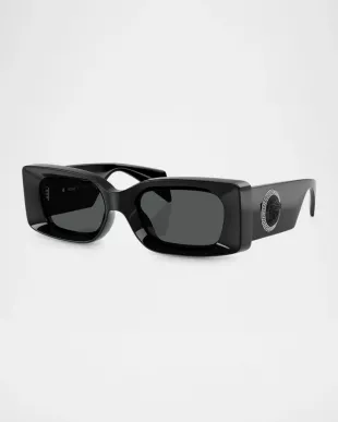 Black Rectangle Medusa Medallion Sunglasses