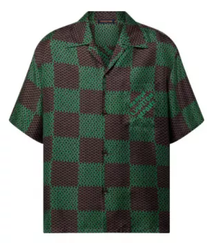 Green & Brown Damier Silk Shirt
