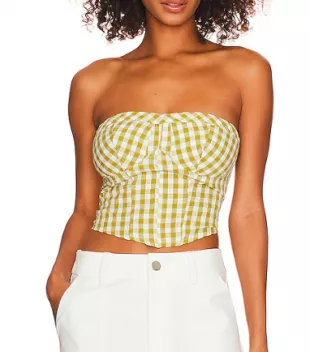 Free People - Leilani Tube Top In Green Gingham