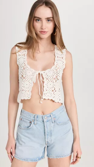 Mae Crochet Tie Top