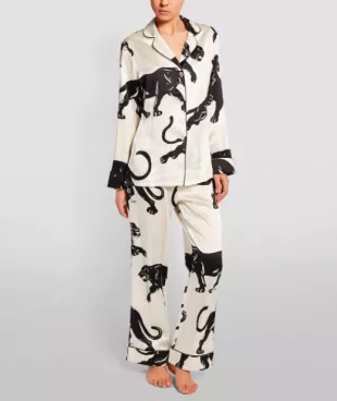 Silk Lilia Panther Print Pyjama Set