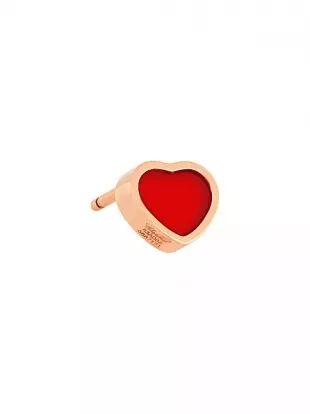 My Happy Hearts 18K Rose Gold & Carnelian Heart Single Stud Earring