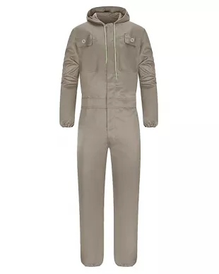 Combinaison de Travail Homme Femme Multipoche Bleu de Travail Mécaniciens Salopette de Travail Combinaison Cote de Travail à Capuche, Kaki, S