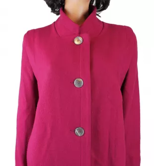 Vintage Trench Coat Dark Pink Fuchsia Long Wool Winter Jacket
