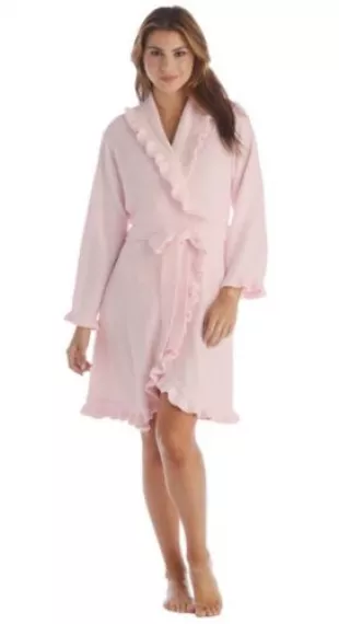Chenille Ruffle Robe in Light Pink