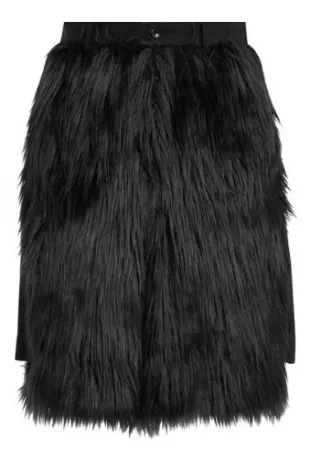 Black Shaggy Faux Fur Shorts