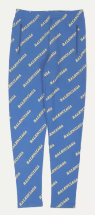 Blue & Yellow Allover Logo Sporty Joggers