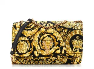 Virtus Chain Flap Shoulder Bag Barocco Print Silk Medium