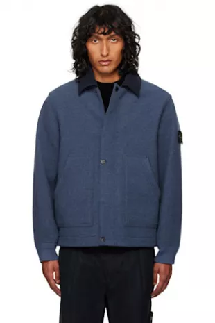 Blue & Navy Collar Wool Jacket