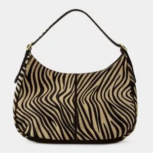 Big Zebra Suede Hobo Bag