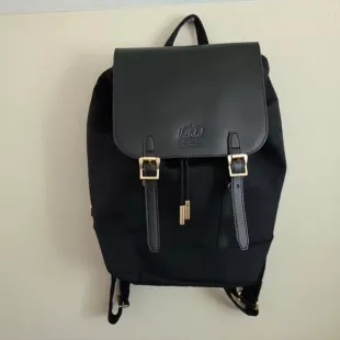 Orion Retreat Mini Backpack Black Leather Nylon Gold hardware