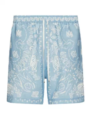 Light Blue Watercolor Bandana Shorts