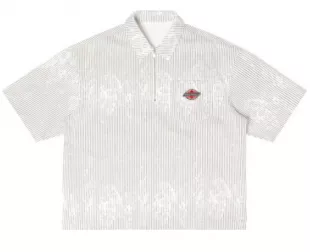 White Pinstripe Half Zip Work Shirt