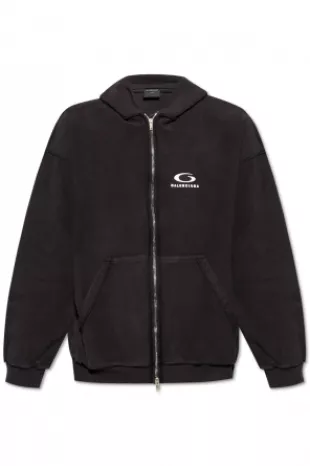 ［Balenciaga ］LOOP SPORTS ICON LOGO ZIP HOODIE Balenciaga Loop Sports Icon Hoodie | Grey | FARFETCH