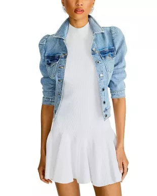 Ada Puffed Shoulder Denim Jacket