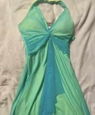 green halter dress