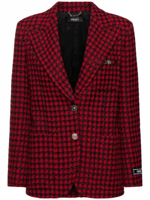 Veste en tweed de laine mélangée boutonnage simple