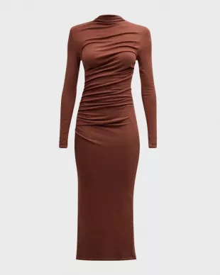 chinese dress ladies Silk Rib Half Sleeve Midi Dress main image 0