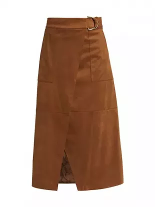 Delphia Faux Suede Wrap Skirt