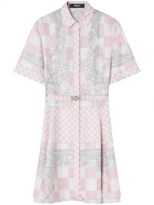 Barocco-Print Silk Shirt Dress