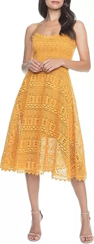 Women's Brenna Sleeveless Lace Fit & Flare Midi Dress