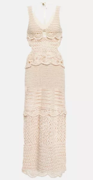 Women's Natural Cory Crocheted Cotton-Blend Midi Dress