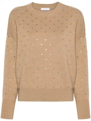 Pull En Laine à Ornements En Cristal - Marron