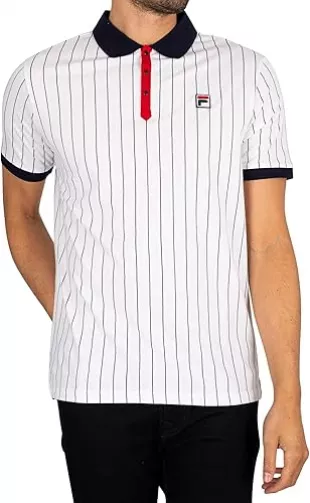 White & Navy Pinstripe Polo