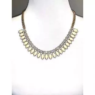 Off White Stone & Crystal Statement Necklace