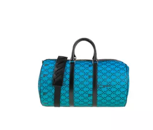 Blue Arrow-Checkered Duffle Bag