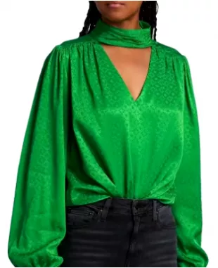 V-neck Jacquard blouse Sexy Lantern Long Sleeve lady Shirt Top