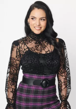 Spiderweb Flocked Donna Blouse