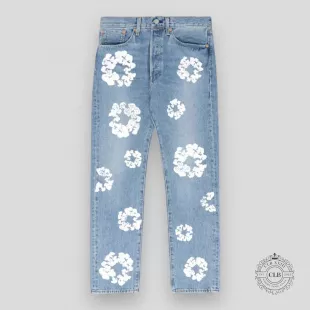 Light Wash Blue Cotton Wreath Jeans