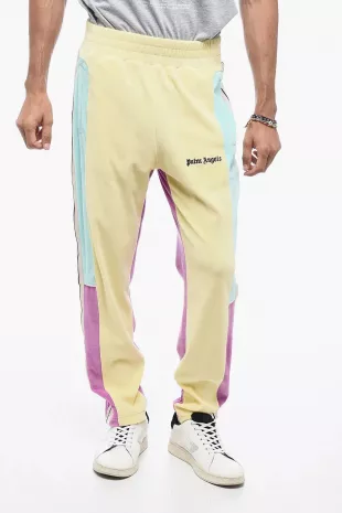 Yellow Colorblock Velour Trackpants