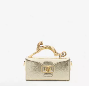 Nano Pencil Cat Bag In Crackled Metallic Leather