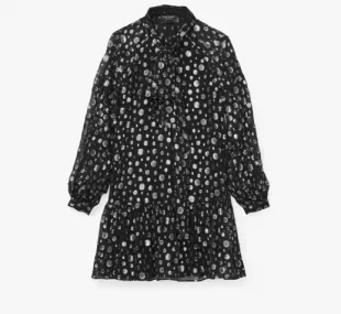 Space Dot Tie-neck Dress in Silver