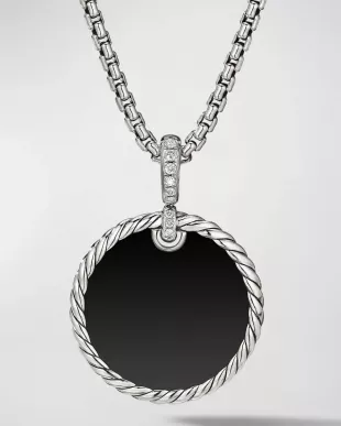 Elements Disc Pendant with Black Onyx and Mother-of-Pearl and Pave Diamonds