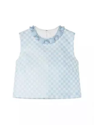 Damier Check Duchesse Satin Crop Top