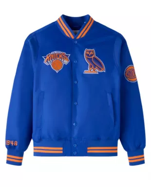 x NBA New York Knicks Satin Varsity Jacket