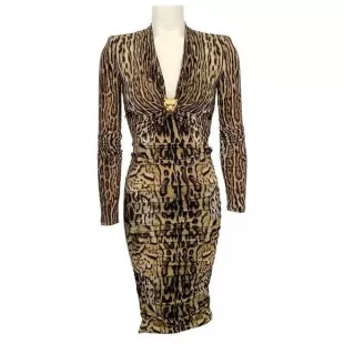 Ocelot-Print Ruched Dress