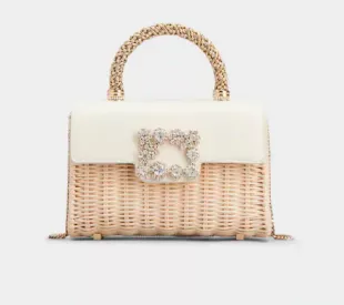 Jewel Efflorescence Mini Bag In Leather And Rattan