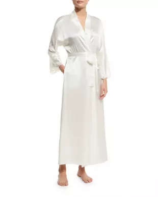 Christine Lingerie - Bijoux Long Silk Robe in Light Pink