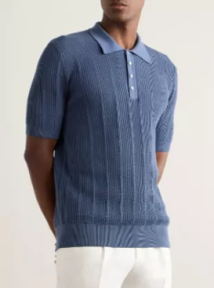 Slim-Fit Ribbed Cotton Polo Shirt