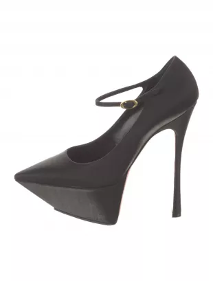 Amina Muaddi Yigit Silk-Satin Platform Pumps worn by Dorit